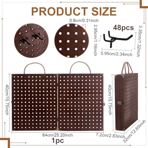 PH PandaHall 180 Holes Foldable Pegboard Jewelry Display Earrings Bracelets Holder Stand Necklace Keychain Showcase Organizer with 48pcs Removable Peg Hooks for Selling Retail Vendor Events Craft Show