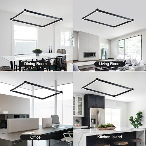 WELAKl Black Modern Square Chandelier, Square Ceiling Light Fixture - size: 1-Light