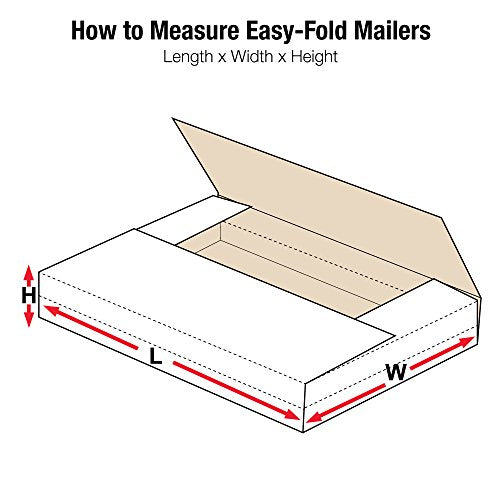 BOX USA Mailer Boxes Medium 10 1/4"L x 8 1/4"W x 1 1/4"H 50-Pack - Corrugated Cardboard Box for Shipping, Moving, Mailing, Packing, Packaging and Storage - color: White