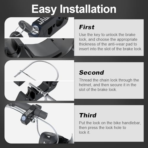 JAGASOL Motorcycle Handlebar Lock, Helmet & Brake Anti-Theft Lock Black - color: Black