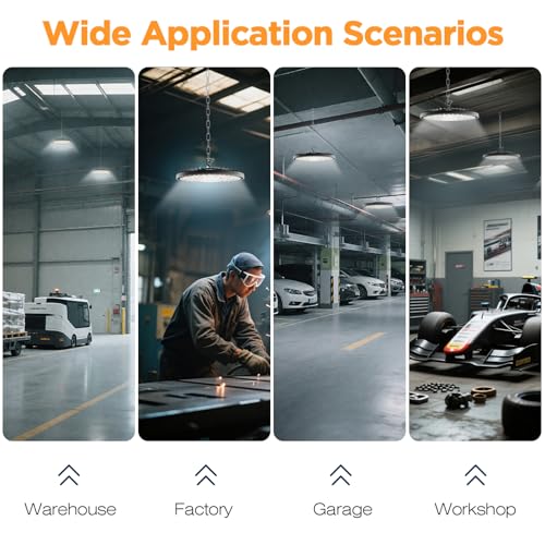 320W UFO High Bay LED Shop Lights, 6 Pack 45000LM Garage Lights - size: 320-6PACK