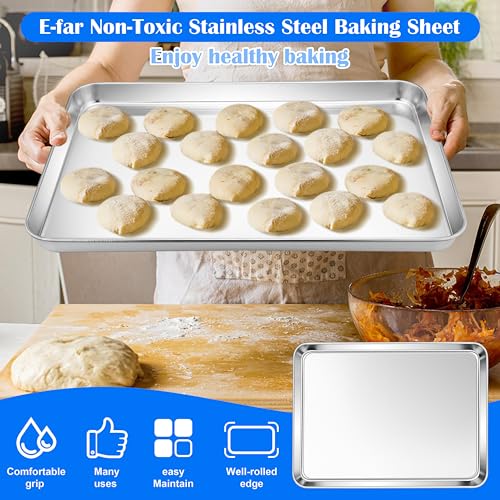E-far Large Baking Sheet Set of 2, 20"x14" Stainless Steel Cookie Sheet - size: 19.7"x 13.8"