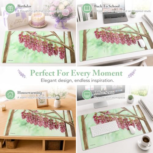 Large Mouse Pad Pink Wisteria Desk Mat Extended Keyboard Cover 35.4 x 15.7 - color: Pink Dream Visteria