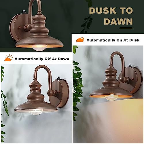 LONEDRUID Dusk to Dawn Sensor Rustic Outdoor Gooseneck Barn Light Fixture - color: Bronze