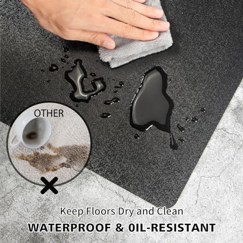Vinyl Floor Mat for Home, Black Waterproof Area Mat for Kitchen (4'×6') - color: Black, size: 4' x 6'