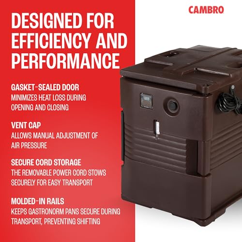 Cambro Insulated Food Pan Carrier - Electric Hotbox for Catering Transport & Serving - UPCH400 Series (Brown) - color: Dark Brown