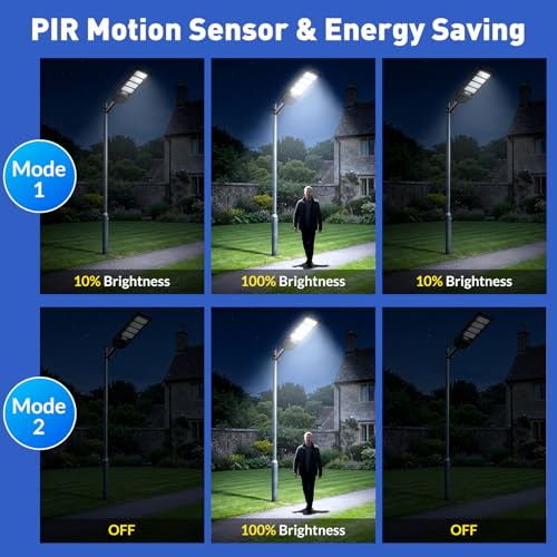 Solar Street Lights Outdoor Waterproof, 18000LM 6500K LED Solar Flood Lights with Motion Sensor, Dusk to Dawn Solar-Powered Light for Outside, Security Lights for Parking Lot Yard Driveway, 6-Pack - size: 6-Pack