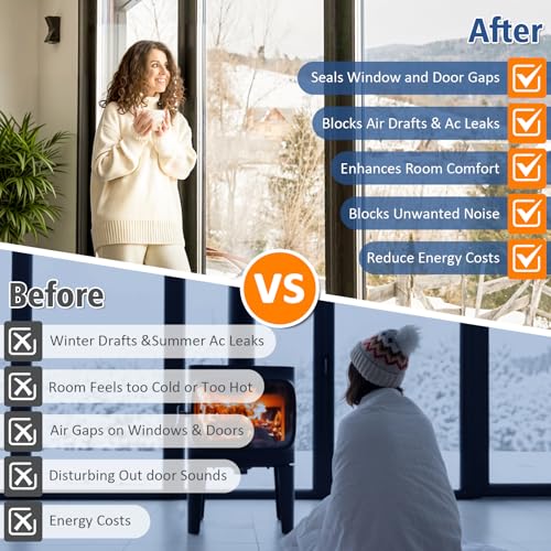 33FT Self Adhesive Brush Door Weather Stripping & Soundproofing Seal – High-Density Gap Blocker for Noise, Drafts & Dust – Easy Install, Durable Door Bottom & Window Insulation Strip(0.35"x 0.35") - size: 0.35" Wide x 0.35" Thick