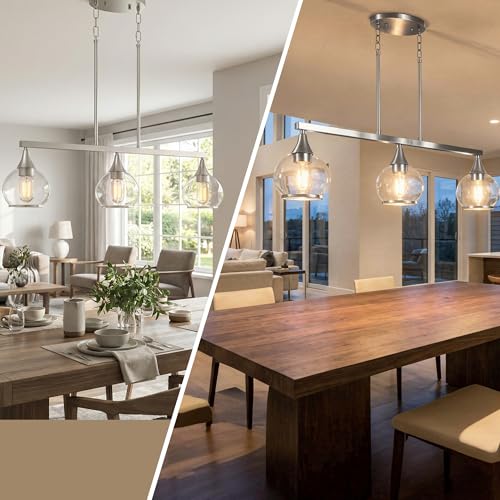 Phaosio Kitchen Island Linear Pendant Light, 3-Light - color: Brushed Nickel, size: 3-Light