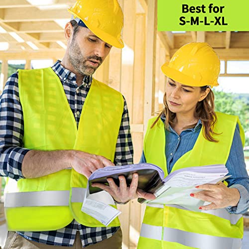 Safety Vest, Reflective High Visibility Construction Vest for Men, Work, Cycling, Runner, Surveyor, Volunteer, Road - color: Yellow