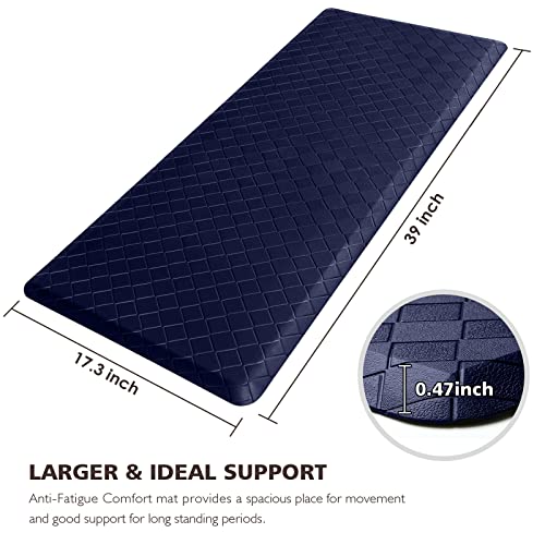 HappyTrends Kitchen Mats for Floor Cushioned Anti-Fatigue Kitchen Rugs - color: Blue, size: 39"L x 17.3"W x 0.5"Th