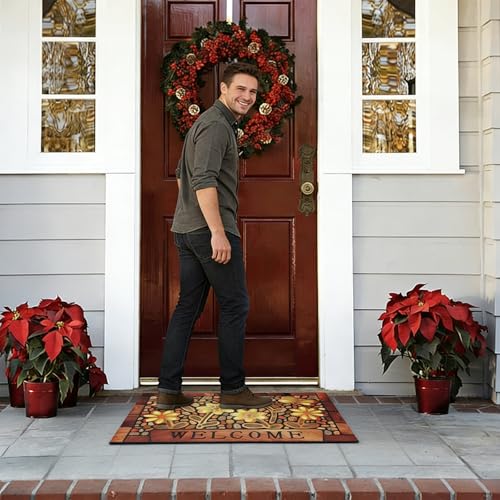 Durable Welcome Door Mats 24”x36” – Heavy Duty Non-Slip Rubber Outside Door Mat Large Front Outdoor Mat for Home Entrance, Porch, Patio, Garage and High Traffic Areas,Dragonfly Flower - size: 2'0" x 3'0" (Rectangular)
