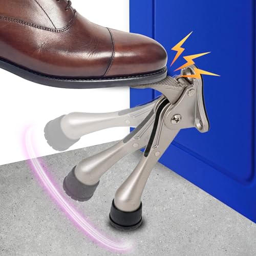 HA SHI 6 Stoppers Kickdown Door Stop for Bottom of Door, 4 in, Black - color: Black, size: 4 INCH X 6 PACK