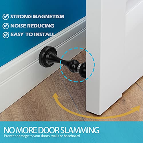 Neoera Magnetic Door Stop(Black) Door Stopper Strong Magnetic Door Catch for Hold Door Open, Premium Stainless Steel Made, Anti-Rust, Heavy Duty for Various Door Types, Wall & Floor Mount 1Pack