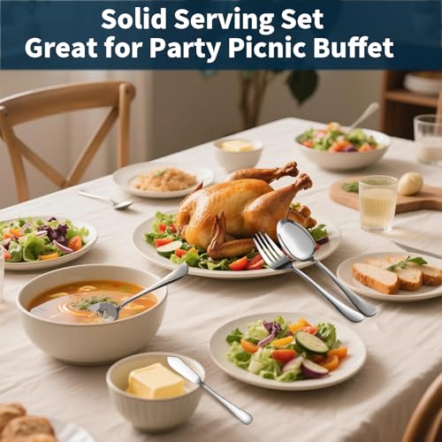 Silverware Set for 8 with Serving Utensils,Stainless Steel Flatware Cutlery - size: 45 Piece, style: Modern