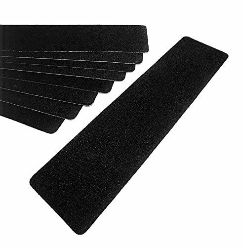 Non-Slip Black Stair Treads (10 Pack), Strong Adhesive Heavy Duty 80 Grit, Pre-Cut Commercial Grade, 6in x 24in Premium Quality Slip Resistant. Rounded Corners. Roller Included. - size: 10 Pack