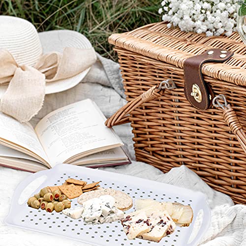 ECOIOU Non Slip Food Serving Tray with Handles, White - color: White