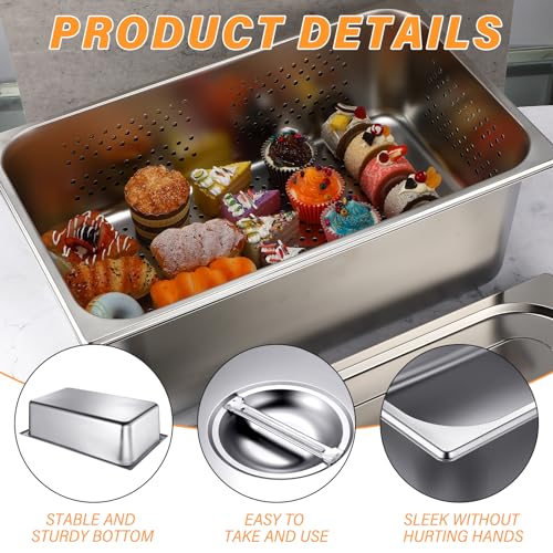 Ferraycle 3 Pack Full Size Hotel Pan with Lid, 6 Inch, 8 Inch - size: 6 Inch, 8 Inch