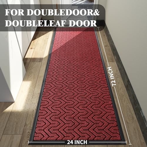 Yimobra Extra Long Indoor Outdoor Mats for Front Door, Black Red, 72x24 - color: Black Red, size: 72x24 Inch