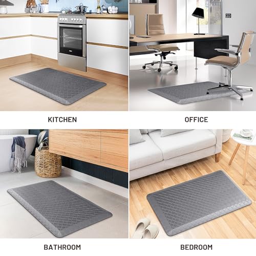 HappyTrends Kitchen Floor Mat - 4/5 Inch Thick Anti-Fatigue Kitchen Rug - color: Grey, size: 36"L x 22"W x 0.8"Th