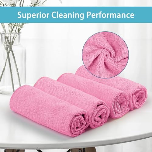 HOMEXCEL 50PK Microfiber Cleaning Cloth, Cleaning Rag for Home, 11.5x11.5in (Pack of 2) - color: Pink