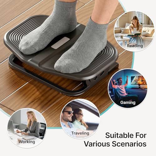 PEGZONE Footrest for Under Desk with Massage, Adjustable Tilt, Steel Base