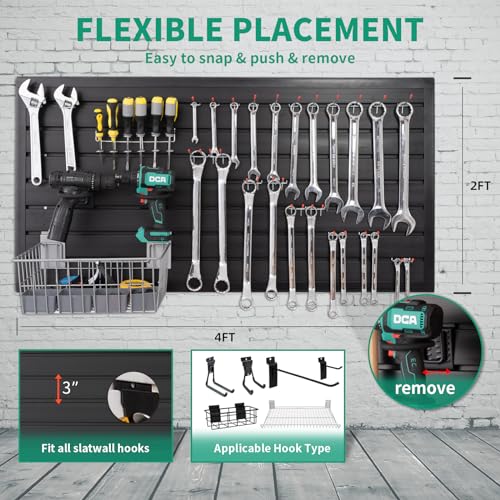FRAYSCENT Slat Wall Paneling Garage Slat Wall Storage Systems Slatwall Panels Power Tool Organizer Wall Mount, PVC Garage Storage & Organization Products Slate Board (Black, 4ft x 2ft) - color: Black, size: 4x2ft