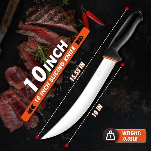 TIVOLI Slicing Knife 9.5 Inch - Brisket Knife with Non-Slip Softgrip - size: 9.8"