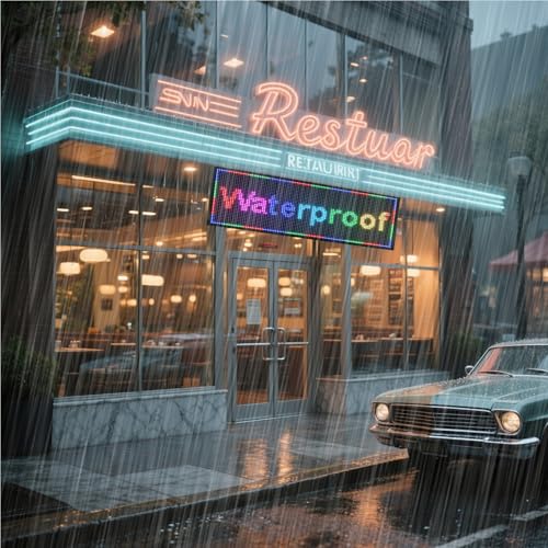 P10 Programmable Scrolling LED Sign 39"×14",WIFI Control,4000cd/㎡ High Brightness Outdoor IP65 Waterproof Electronic Custom Text Message Board,LED Digital Signage for Business Store Advertising Window - size: P10 39''×14"×2'' Outdoor& Indoor
