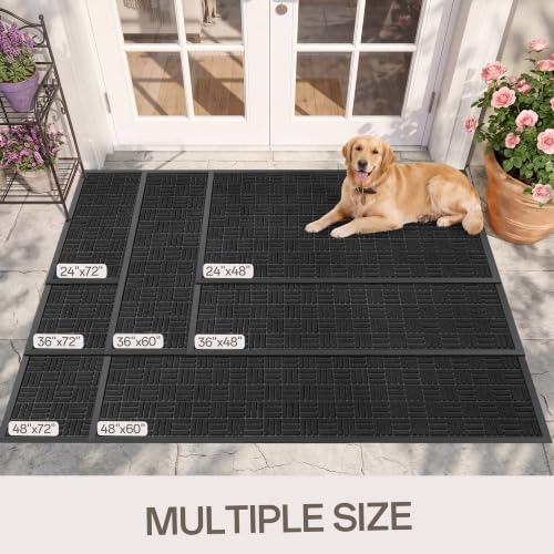 Amyracel Front Door Mat 2'x6', Heavy Duty Waterproof Commercial Floor Mat - color: Maze Black, size: 2' x 6'(Rectangular)