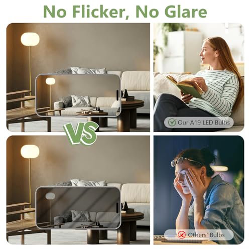 Sigalux A19 LED Light Bulbs, 60W Equivalent Soft White 2700K, 750 Lumens Non-Dimmable LED Bulbs, Efficient 8.5W, 10000 Hours Long-Lasting E26 Base Bulbs for Bedroom Living Room Kitchen, 4 Pack - color: Soft White, size: 4