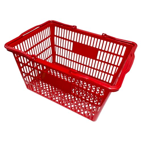 Stackable Plastic Shopping Baskets, Red and Blue, Easy-Grip Handles for Grocery, Retail, Liquor Stores, Home Use (2-pack, Red & Blue Assorted) - color: Red & Blue Assorted, size: 2-pack