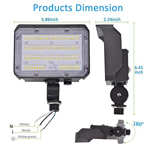 30W LED Flood Light with Knuckle, Outdoor Dusk to Dawn Light 5000K