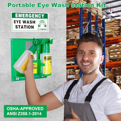Portable Eyewash Station OSHA-Approved - Upgraded Emergency Eye Wash Bottles Flush Kit Clean Both Eyes Simultaneously Wall Mounted 16oz (No Solution) - color: 1Pcs