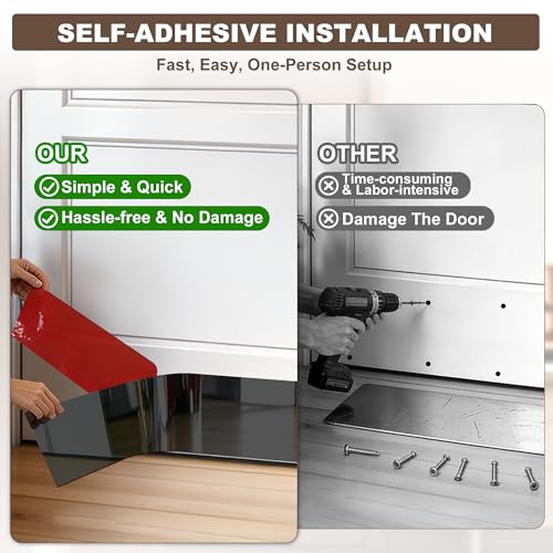 2 Pcs 8" X 34" Self Adhesive Mirror Door Kick Plate for Bottom of 36" Door - color: Mirror Black, size: 2 PCS