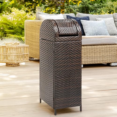 happimess Darla 24 Gal Outdoor Trash Can Swing Top, Brown - color: Brown, size: 24 Gallons