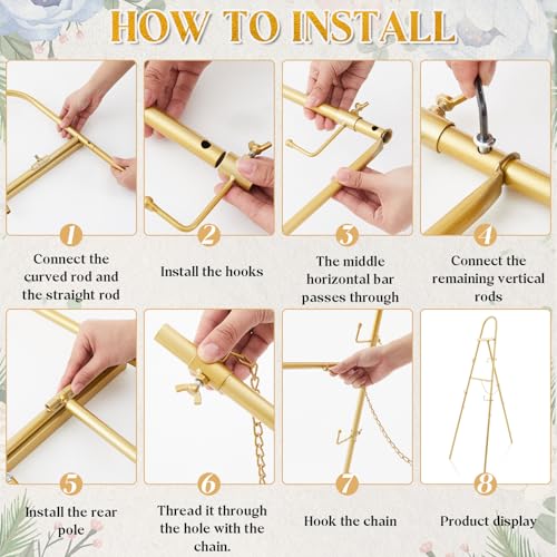 42"-63" Adjustable Gold Easel Stand for Wedding Sign Heavy Duty Metal Easel - color: Gold, size: 42"-63", style: Classic