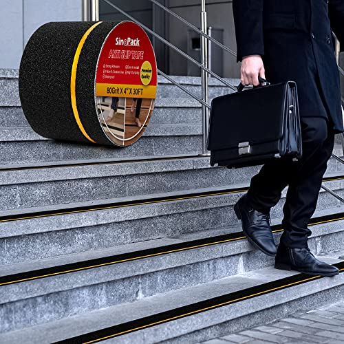 Non Slip Tape 4Inch x 30FT Waterproof Anti Slip Traction Tape, Best Grip Anti Slip Tape with Reflective Stripe for Slippery Stairs Surfaces - color: Yellow Reflective Stripe