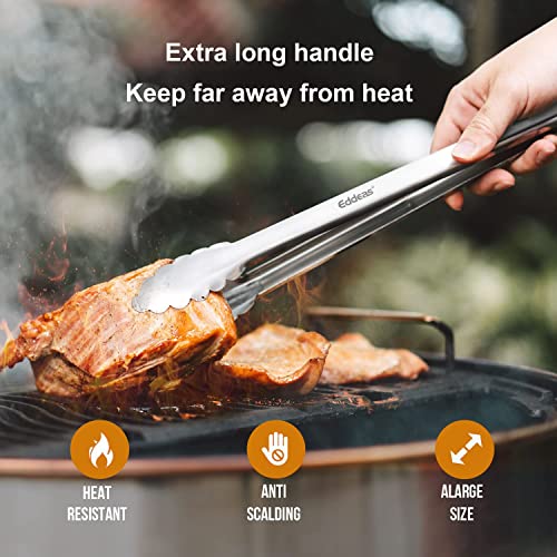 Grill Tongs UP TO 600 °F Extra Long BBQ Tong For Cooking 12" 17 INCH - color: Silver 2Pcs, size: 12+17 inch