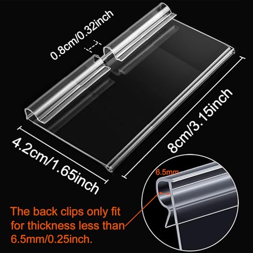 50PCS Basket Bin Labels Clip On,ChanQnTon Clear Plastic Label Holders for Storage Bins, Wire Shelf Price Tags,Merchandise Display Signs,50PCS 8X4CM Paper Inserts Included.(Size:3.15x1.57inch/8x4cm) - size: 8x4.2cm/3.15×1.65 inches