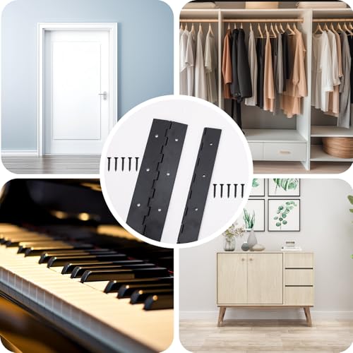 2Pcs 6inch Black Heavy Duty Stainless Steel Continuous&Piano Hinges - size: 6"-2PACK