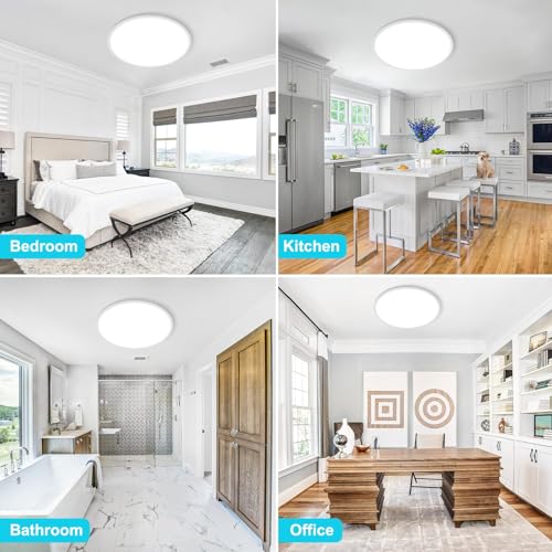 libtit 20 Inch LED Ceiling Light, 4200LM 35W Large & Bright Flush Mount Lighting Fixture, 3000K/4500K/6000K White Round Flat LED Ceiling Lamp for Bedroom Kitchen Livingroom Office - color: White, size: 20In-1 Pack