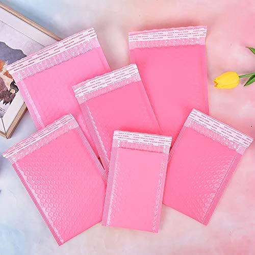 25 Pack Small Poly Bubble Lined Mailers Padded 5x7 Inches Pink Shipping Envelopes Self Seal Mailer Waterproof, Shockproof and Dustproof(Pink 5x7 Inches-25pcs)