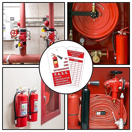 160 Sets Fire Extinguisher Tags with Adjustable Wire Ties 4.2x2.1 in - color: Red