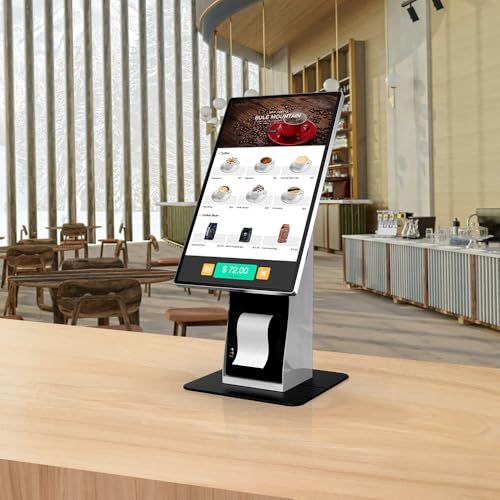 Kiosk Countertop Stand for 21.5" Computer Monitor with Printer Space and Card Reader Holder, All Metal Heavy Duty SF-2205C