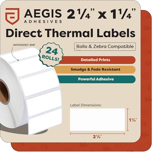2.25" X 1.25" Direct Thermal Labels (24000 Count, 24 Rolls) - size: 2.25" X 1.25"
