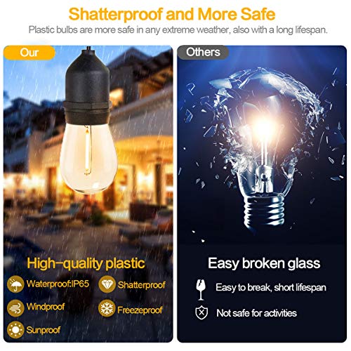 Outdoor String Lights Waterproof 150FT Patio Lighting for Porch Backyard - color: Black, size: 150FT S14