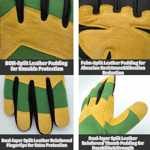 Outdoor Work Gloves Men,Mechanical Glove,Large,Green+Yellow - color: Green+yellow, size: Large