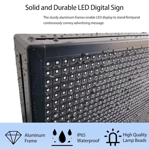 P10 LED Signs Programmable Outdoor 77"x14", IP65 Waterproof Scrolling LED Sign, Vibrant Colors Digital Led Signage Displays, Wifi + USB Control Open Signs for Business - size: P10 77"x14"
