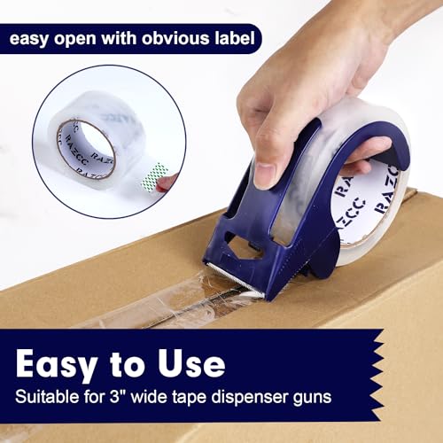 RAZCC Packing Tape, 12 Rolls Clear Heavy Duty Packaging Tape with Dispensers for Packing, Shipping, Moving and Mailing, Thicker Sealing Tape-1.88" x 65 Yards Per Roll, 780 Total Yards - size: 1.88"-12 Rolls
